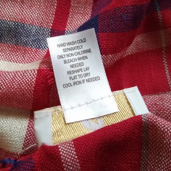 Charming Charlie red plaid fringe square scarf bandana - Picture 6 of 6